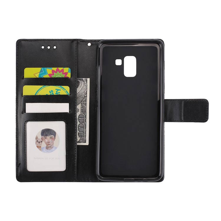 Imprinted Mandala Pattern Leather Wallet Case with Stand for Samsung Galaxy A8+ (2018) - Black-6