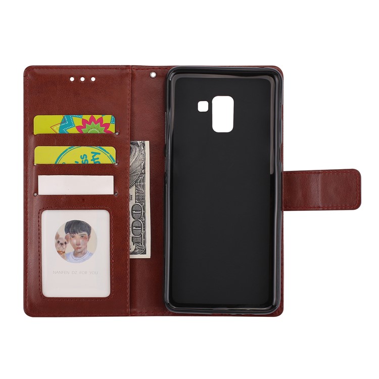 Imprinted Mandala Pattern Leather Wallet Mobile Phone Shell for Samsung Galaxy A8+ (2018) - Coffee-6