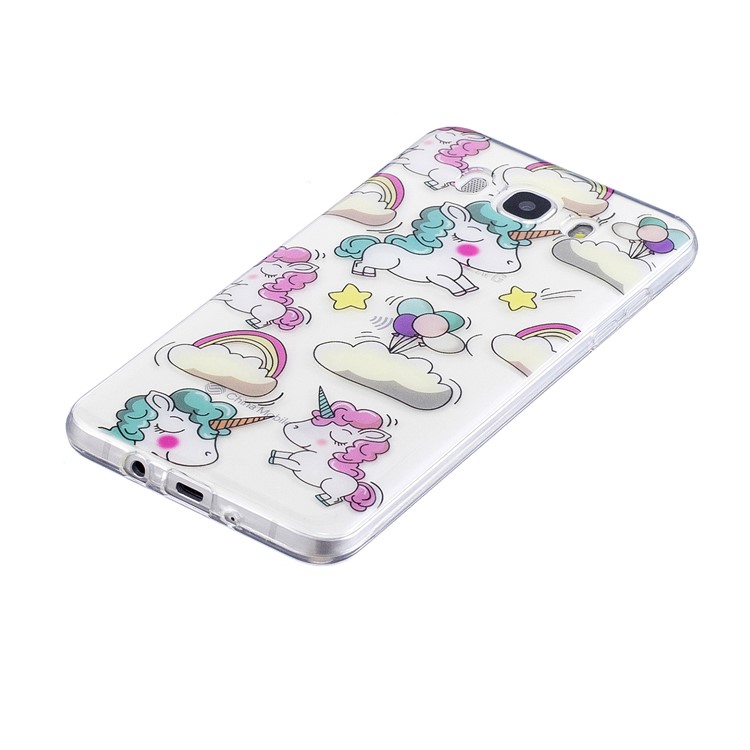 For Samsung Galaxy J7 (2016) J710 Pattern Printing IMD TPU Back Lightweight Case - Cloud and Unicorn-3