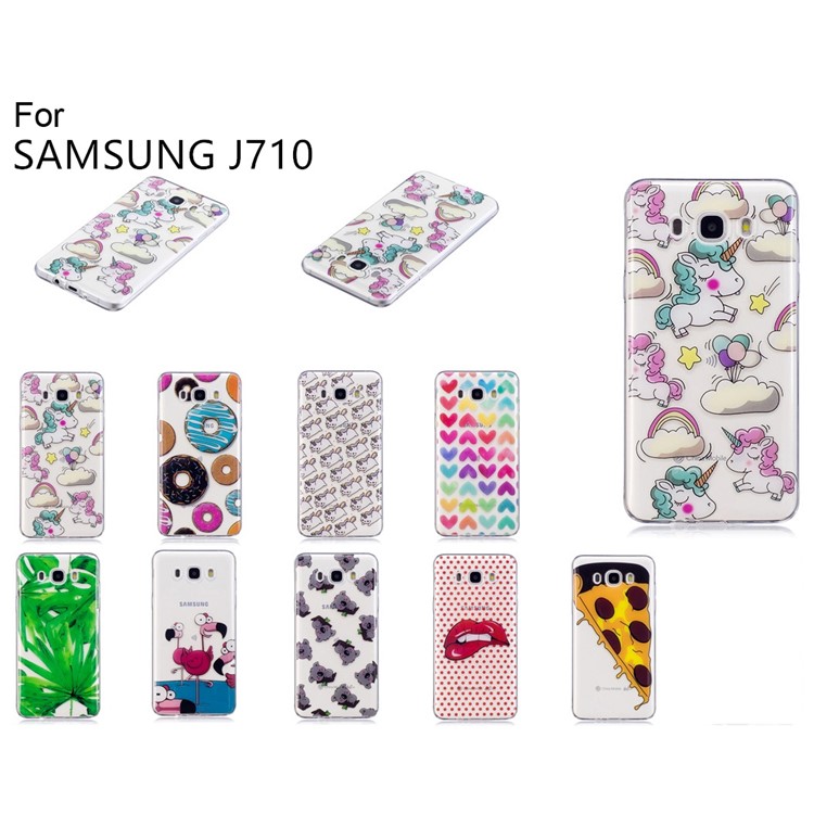 For Samsung Galaxy J7 (2016) J710 Pattern Printing IMD TPU Back Lightweight Case - Cloud and Unicorn-7