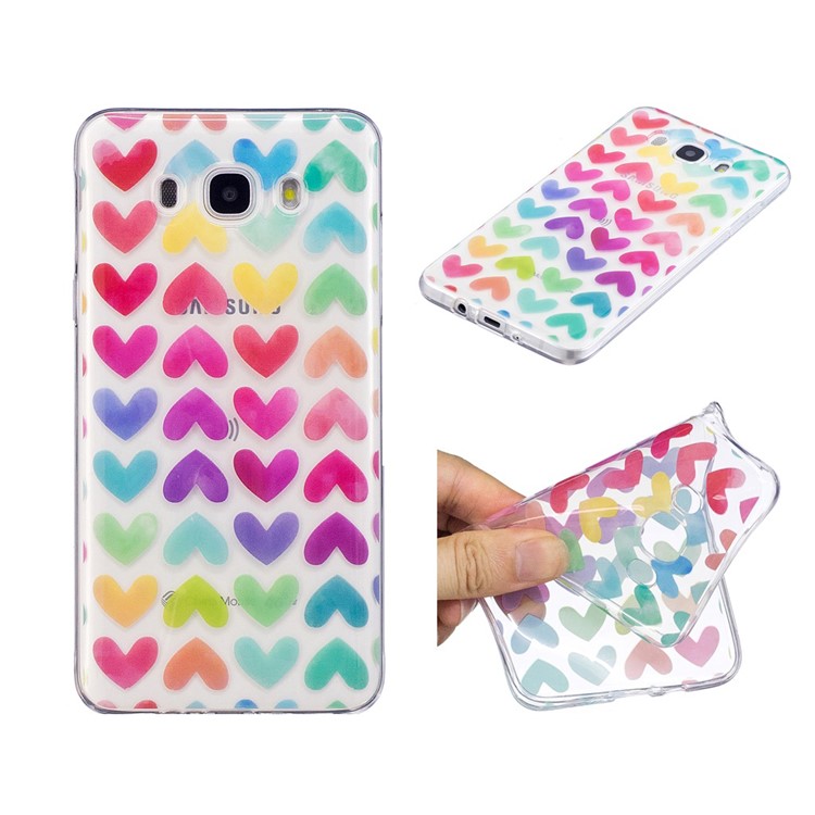 Pattern Printing IMD TPU Back Lightweight Casing for Samsung Galaxy J7 (2016) J710 - Hearts Pattern-1