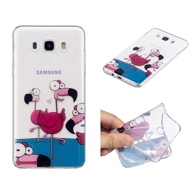 For Samsung Galaxy J7 (2016) J710 Pattern Printing IMD TPU Protective Lightweight Case - Cartoon Flamingo-1