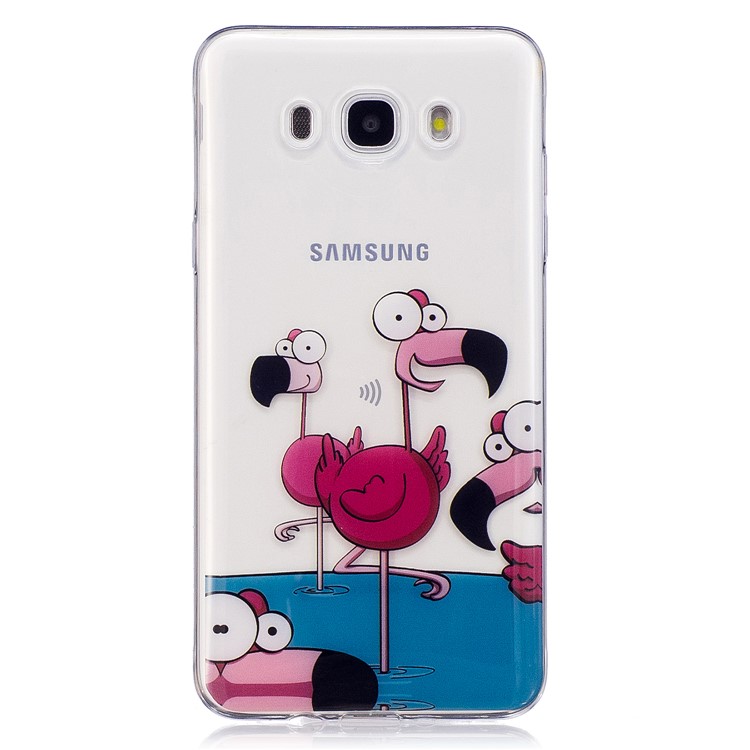 For Samsung Galaxy J7 (2016) J710 Pattern Printing IMD TPU Protective Lightweight Case - Cartoon Flamingo-3