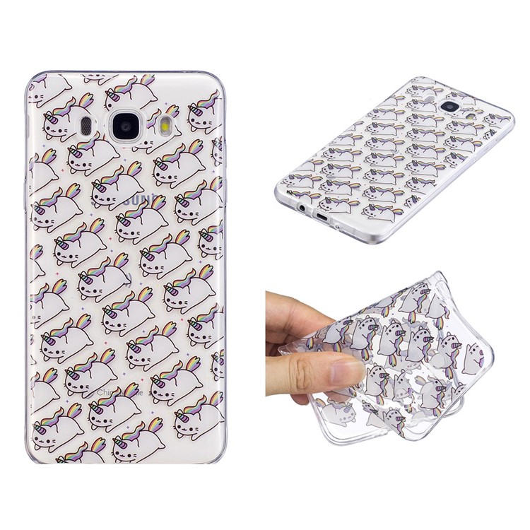 For Samsung Galaxy J7 (2016) J710 Pattern Printing IMD TPU Casing - Cute Unicorns-1