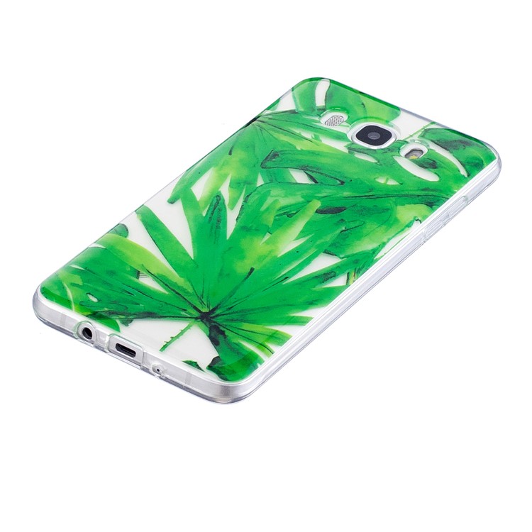 For Samsung Galaxy J7 (2016) J710 Pattern Printing IMD TPU Protective Cover - Green Leaves-3