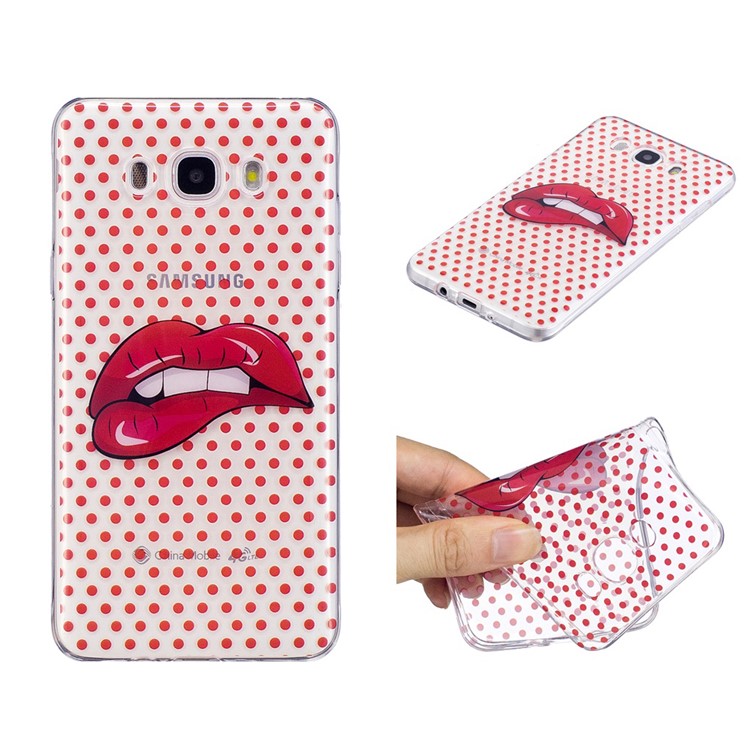 Pattern Printing IMD TPU Thin Cover for Samsung Galaxy J7 (2016) J710 - Red Lip-1
