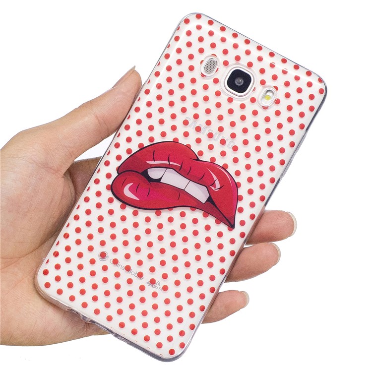 Pattern Printing IMD TPU Thin Cover for Samsung Galaxy J7 (2016) J710 - Red Lip-6