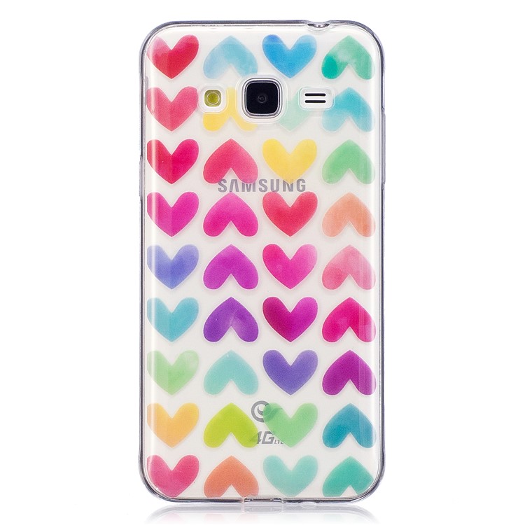 Patterned IMD Soft TPU Back Cover for Samsung Galaxy J3 (2016) / J3 - Colorful Hearts-2