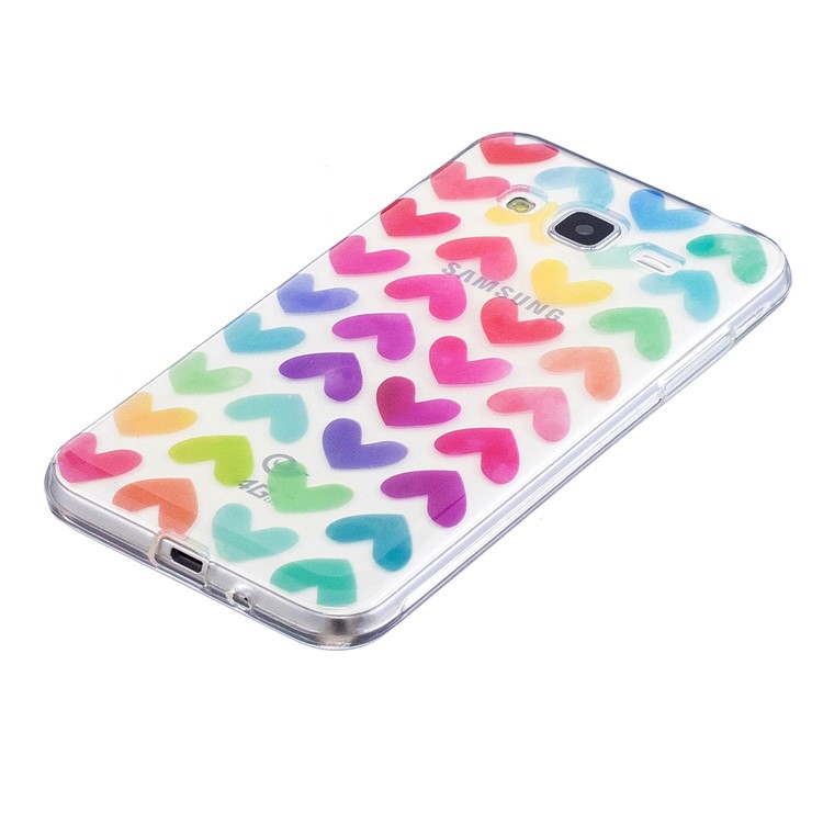 Patterned IMD Soft TPU Back Cover for Samsung Galaxy J3 (2016) / J3 - Colorful Hearts-3