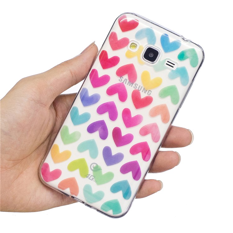 Patterned IMD Soft TPU Back Cover for Samsung Galaxy J3 (2016) / J3 - Colorful Hearts-6