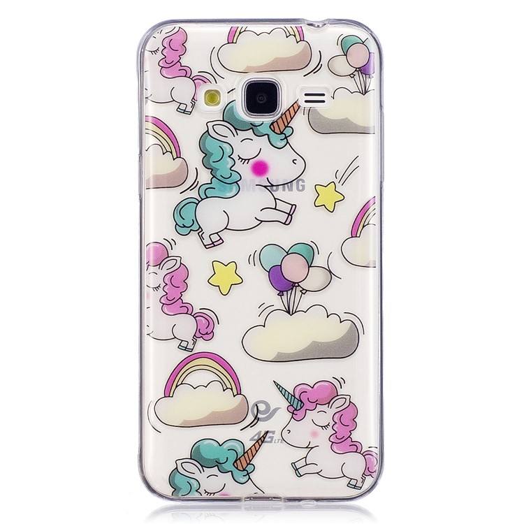 Patterned IMD Soft TPU Back Shell for Samsung Galaxy J3 (2016) / J3 - Shy Unicorns-2