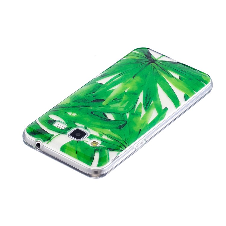 Pattern Printing IMD Soft TPU Phone Case for Samsung Galaxy J3 (2016) / J3 - Green Leaves-4