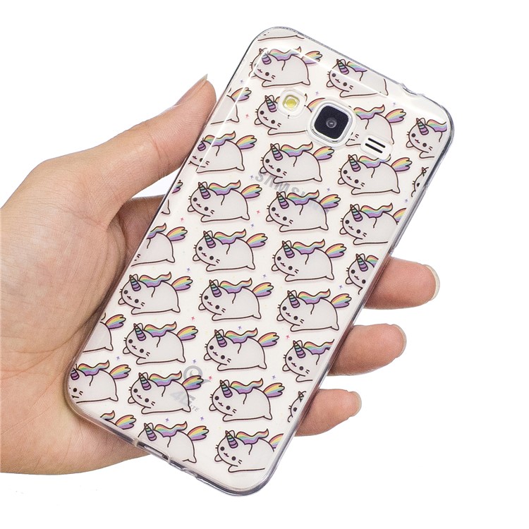 Patterned IMD Soft TPU Mobile Case for Samsung Galaxy J3 (2016) / J3 - Cute Unicorns-6