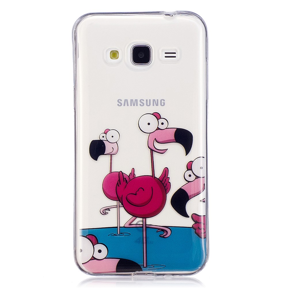 Patterned IMD Soft TPU Mobile Cover for Samsung Galaxy J3 (2016) / J3 - Cartoon Flamingos-2