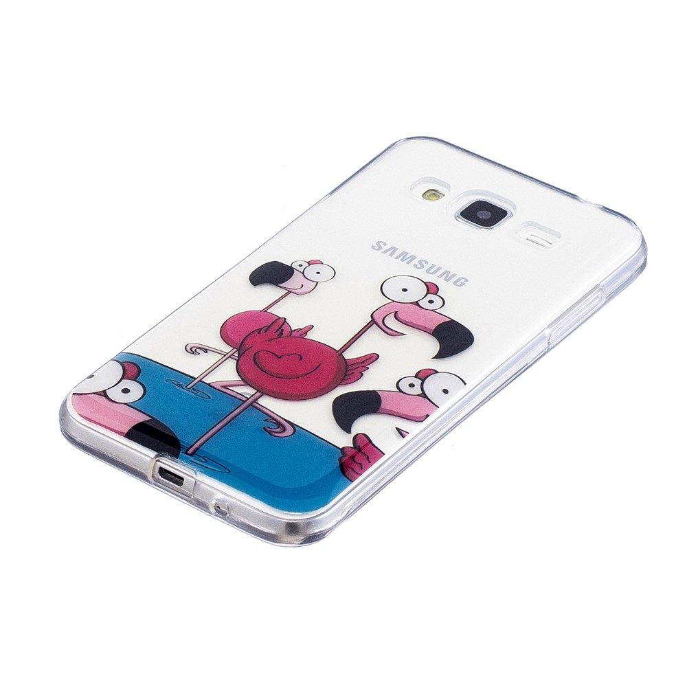 Patterned IMD Soft TPU Mobile Cover for Samsung Galaxy J3 (2016) / J3 - Cartoon Flamingos-3