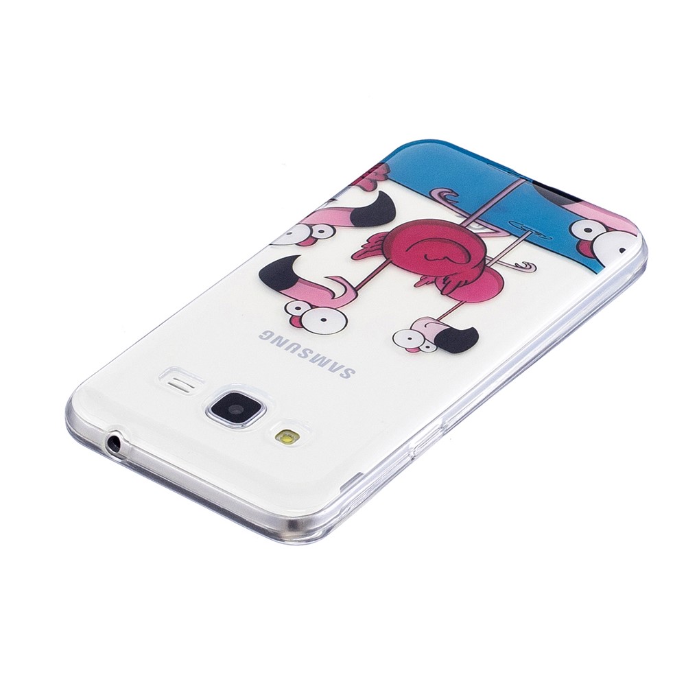 Patterned IMD Soft TPU Mobile Cover for Samsung Galaxy J3 (2016) / J3 - Cartoon Flamingos-4