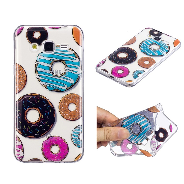 Patterned IMD Soft TPU Mobile Shell for Samsung Galaxy J3 (2016) / J3 - Doughnuts-1