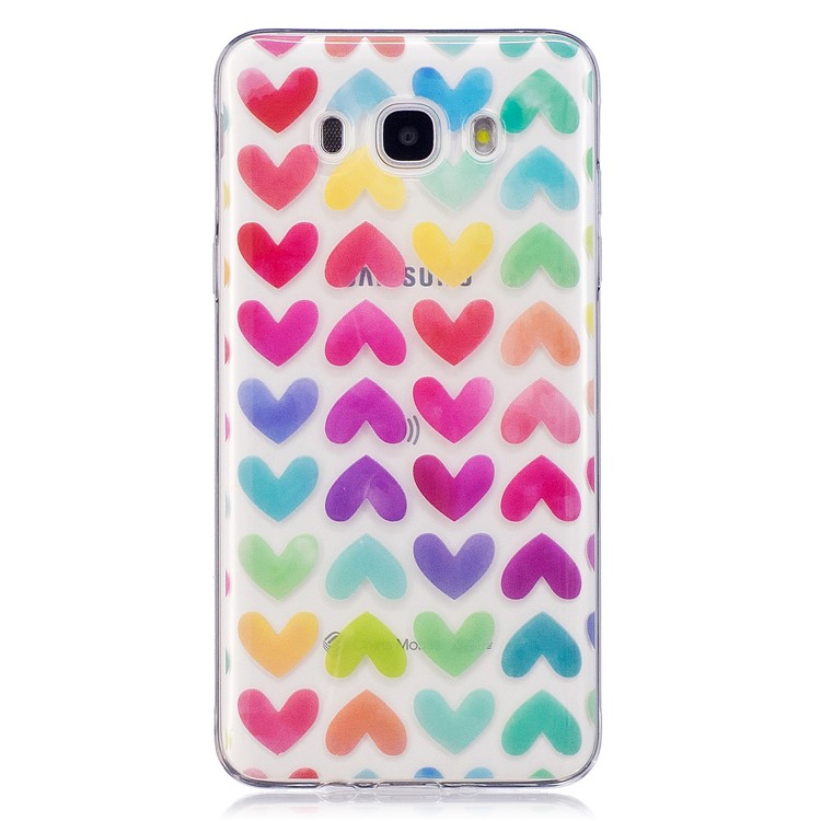 Pattern Printing IMD TPU Soft Casing Shell for Samsung Galaxy J5 (2016)/J510 - Colorful Hearts-2