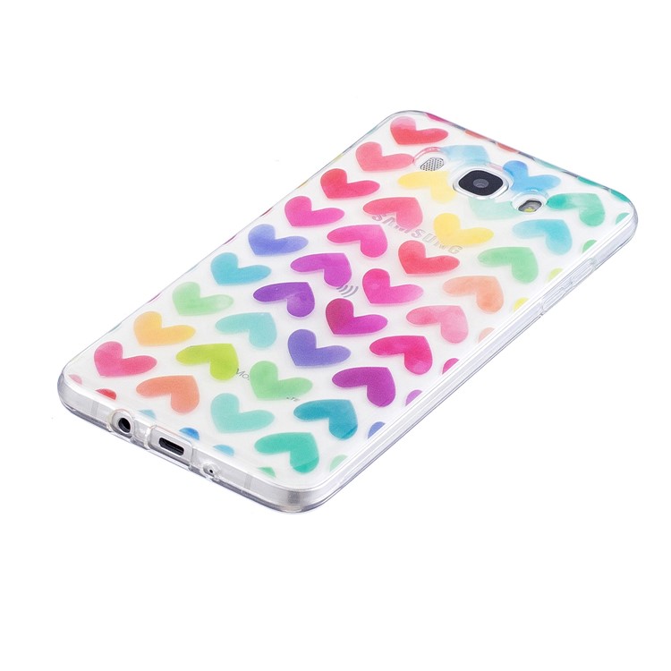 Pattern Printing IMD TPU Soft Casing Shell for Samsung Galaxy J5 (2016)/J510 - Colorful Hearts-3