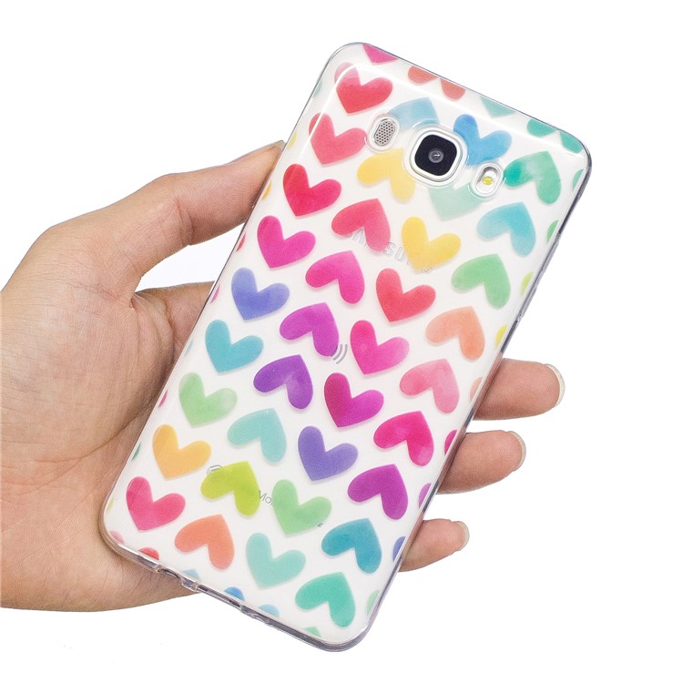 Pattern Printing IMD TPU Soft Casing Shell for Samsung Galaxy J5 (2016)/J510 - Colorful Hearts-6