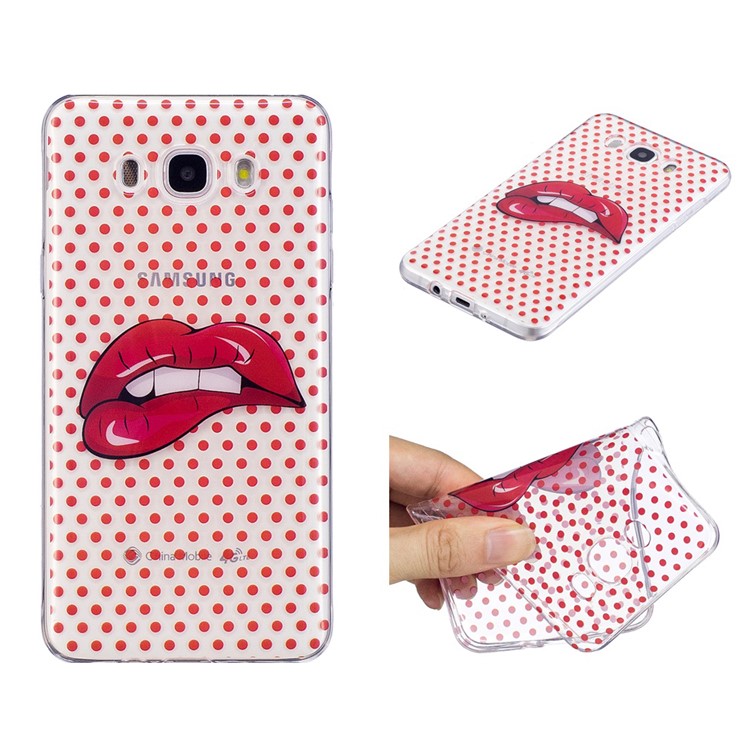 Pattern Printing IMD TPU Soft Back Shell for Samsung Galaxy J5 (2016)/J510 - Red Lip-1
