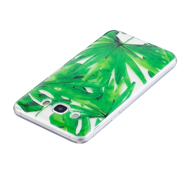 Pattern Printing IMD TPU Soft Mobile Phone Shell for Samsung Galaxy J5 (2016)/J510 - Green Leaves-4
