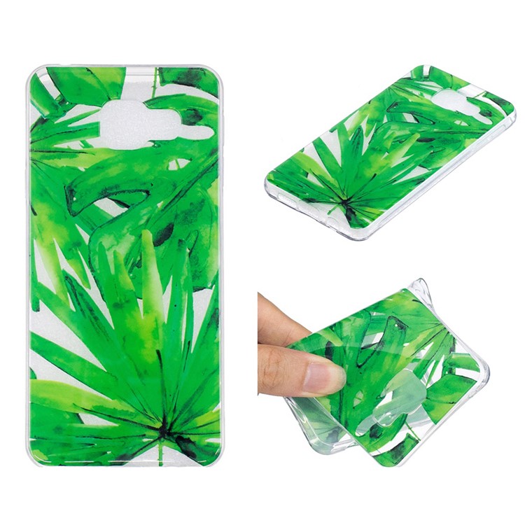 Pattern Printing IMD TPU Phone Shell for Samsung Galaxy A3 SM-A310F (2016) - Green Leaves-1