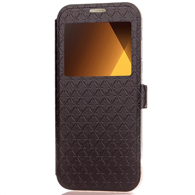 Rhombus View Window Leather Stand Case for Samsung Galaxy A3 (2017) A320 - Black-4
