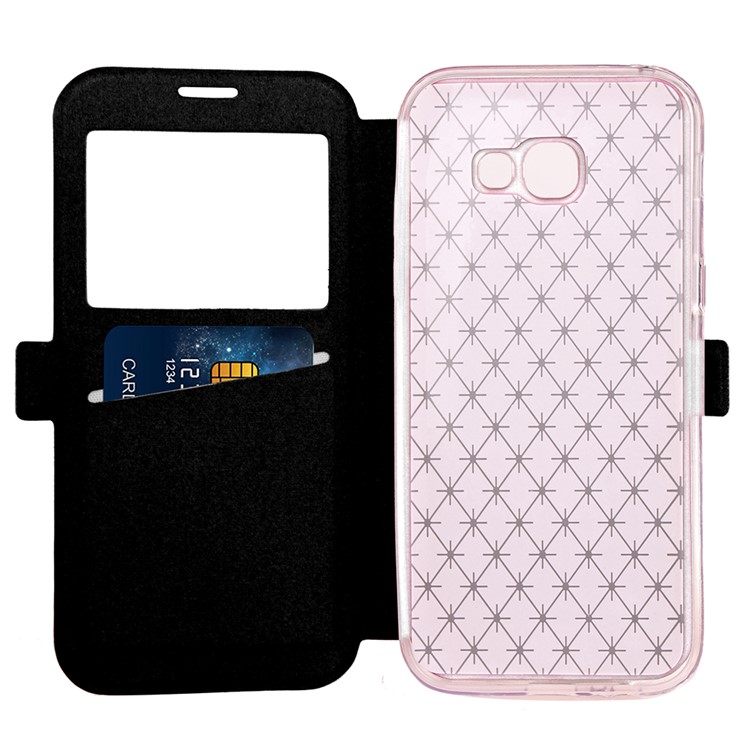 Rhombus View Window Leather Stand Case for Samsung Galaxy A3 (2017) A320 - Black-5