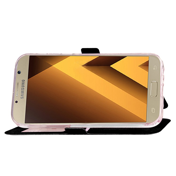 Rhombus View Window Leather Stand Case for Samsung Galaxy A3 (2017) A320 - Black-6