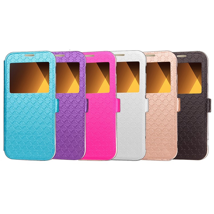 Rhombus View Window Leather Stand Case for Samsung Galaxy A3 (2017) A320 - Black-9