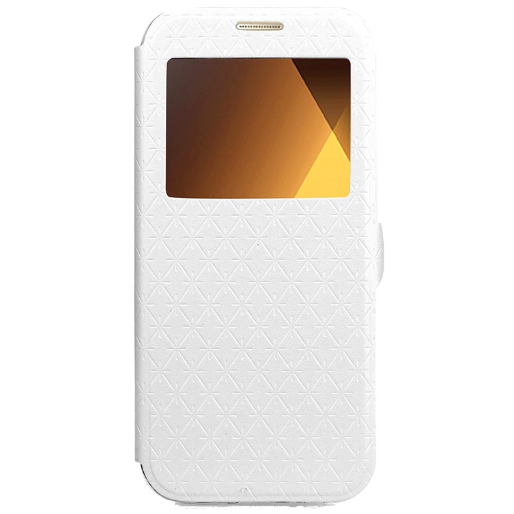 Rhombus View Window Leather Stand Cover for Samsung Galaxy A3 (2017) A320 - White-2