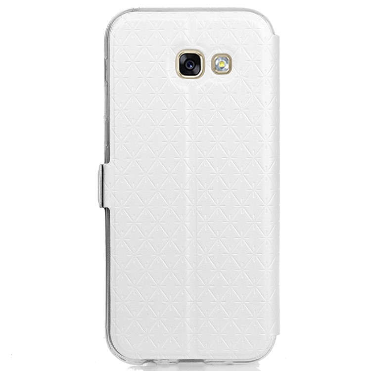 Rhombus View Window Leather Stand Cover for Samsung Galaxy A3 (2017) A320 - White-3