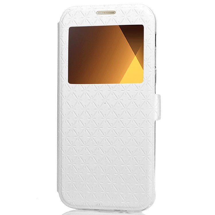 Rhombus View Window Leather Stand Cover for Samsung Galaxy A3 (2017) A320 - White-4