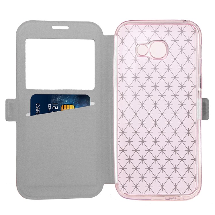 Rhombus View Window Leather Stand Cover for Samsung Galaxy A3 (2017) A320 - White-5