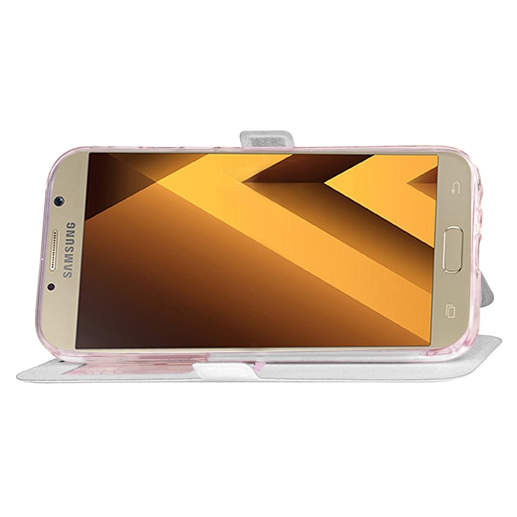 Rhombus View Window Leather Stand Cover for Samsung Galaxy A3 (2017) A320 - White-6