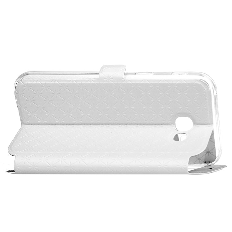 Rhombus View Window Leather Stand Cover for Samsung Galaxy A3 (2017) A320 - White-7