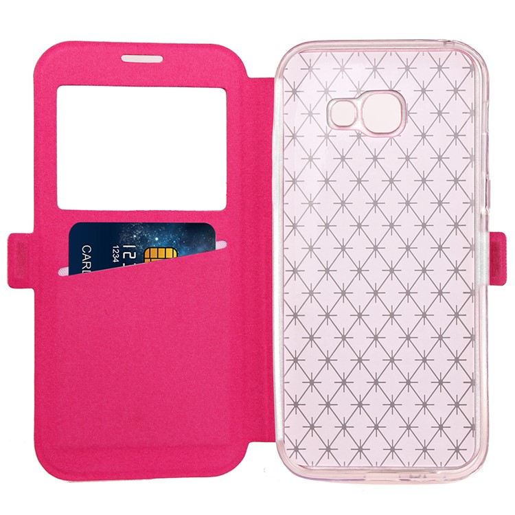 Rhombus View Window Stand Leather Flip Case for Samsung Galaxy A3 (2017) A320 - Rose-5