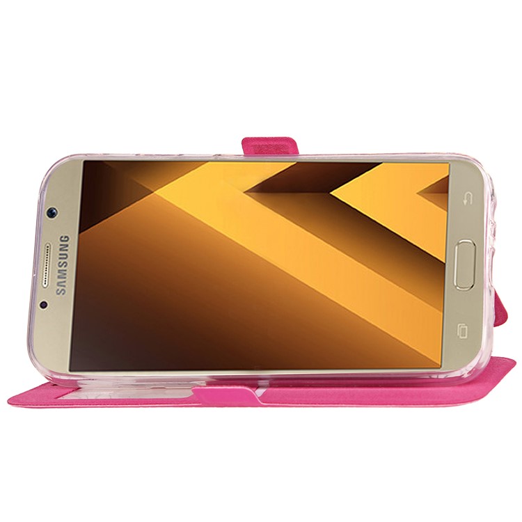 Rhombus View Window Stand Leather Flip Case for Samsung Galaxy A3 (2017) A320 - Rose-6