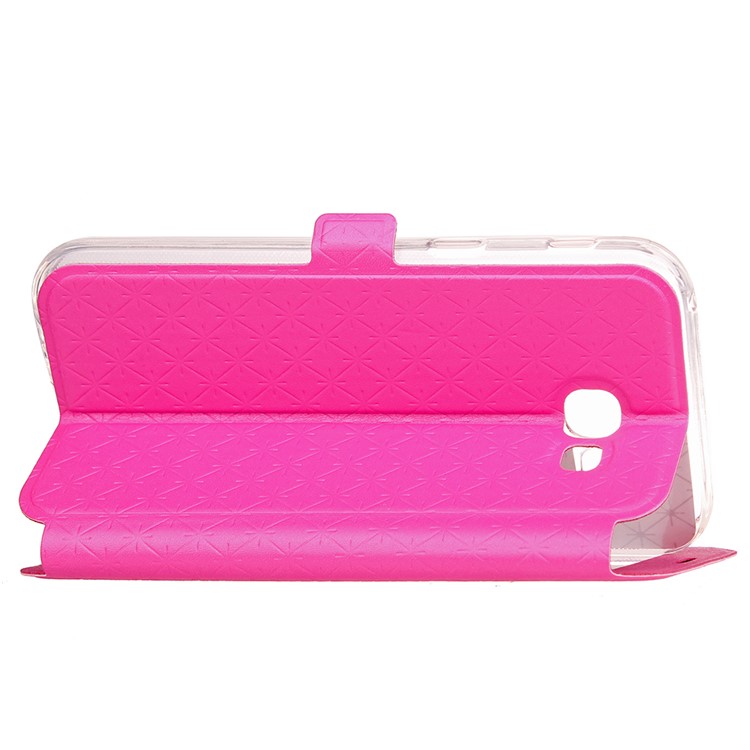 Rhombus View Window Stand Leather Flip Case for Samsung Galaxy A3 (2017) A320 - Rose-7