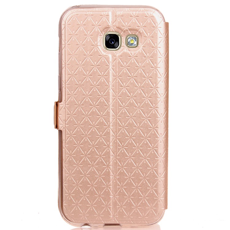 Rhombus View Window PU Leather Card Holder Case for Samsung Galaxy A3 (2017) A320 - Rose Gold-5