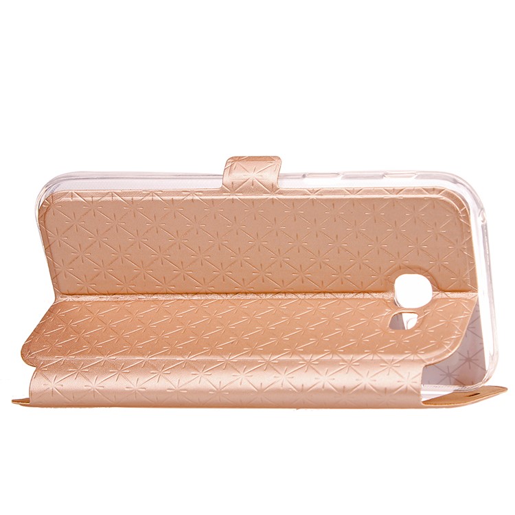 Rhombus View Window PU Leather Card Holder Case for Samsung Galaxy A3 (2017) A320 - Rose Gold-13