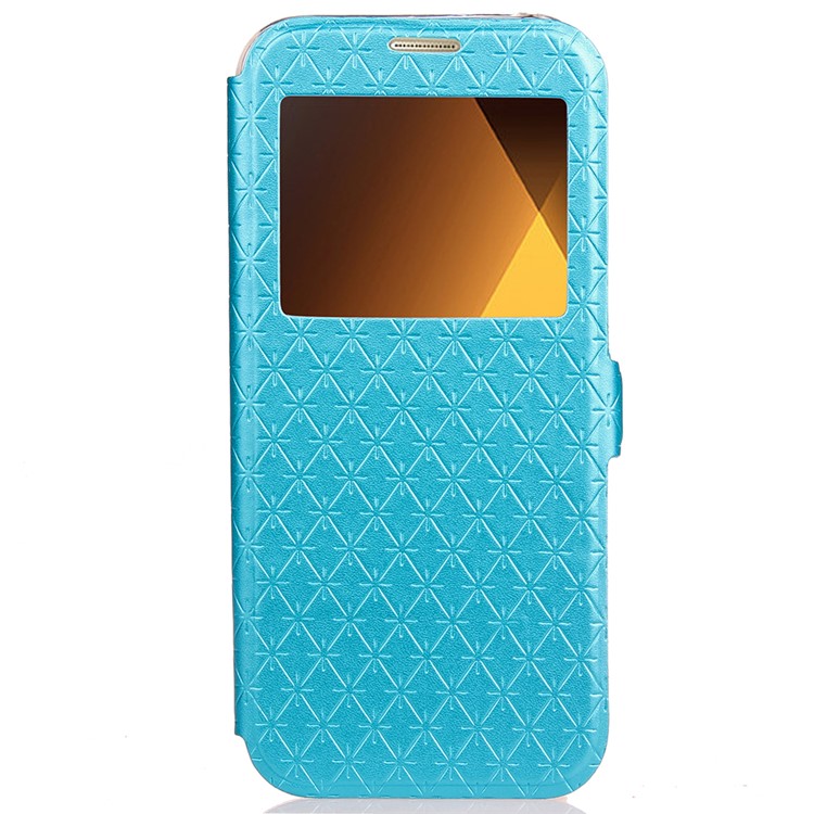 Rhombus View Window Leather Case with Stand for Samsung Galaxy A3 (2017) A320 - Blue-3