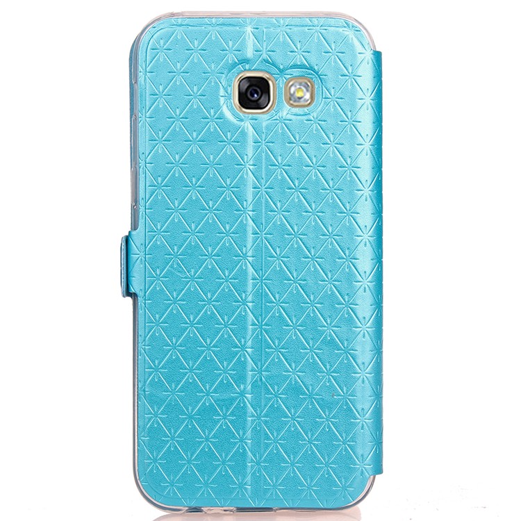 Rhombus View Window Leather Case with Stand for Samsung Galaxy A3 (2017) A320 - Blue-5