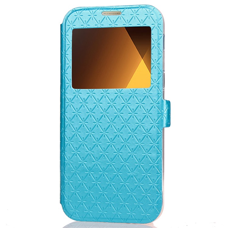 Rhombus View Window Leather Case with Stand for Samsung Galaxy A3 (2017) A320 - Blue-7