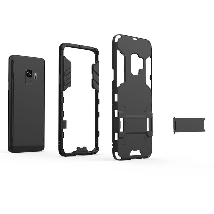 Fall Guard PC TPU Hybrid Case Con Kickstand Para Samsung Galaxy S9 G960 - Negro