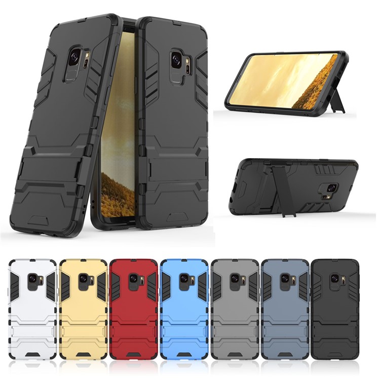 Cool Guard PC TPU Hybrid -hülle Mit Kickstand Für Samsung Galaxy S9 G960 - Schwarz