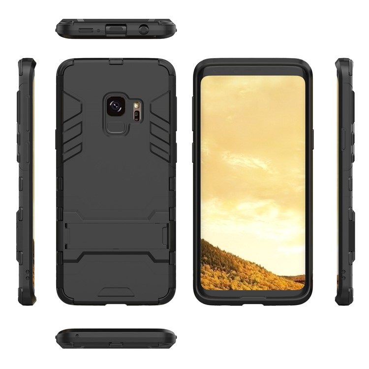 Kühles Schutz PC TPU Hybrid-Gehäuse Mit Ständer Für Samsung Galaxy S9 G960 - Schwarz-4