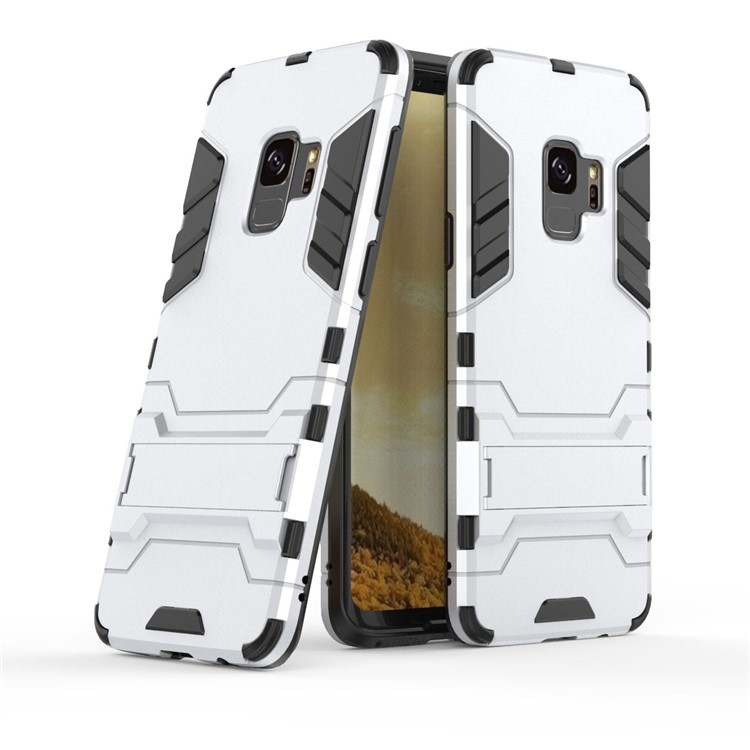 Cubierta Híbrida Fresca Del Protector PC TPU Con El Kickstand Para La Galaxia S9 G960 De Samsung - Plata-1