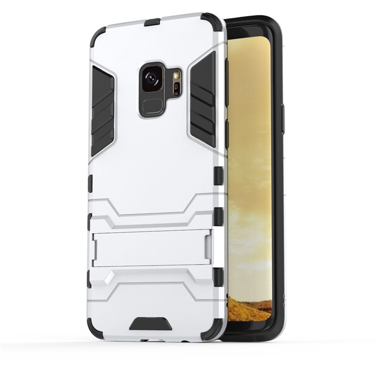 Cubierta Híbrida Fresca Del Protector PC TPU Con El Kickstand Para La Galaxia S9 G960 De Samsung - Plata-2